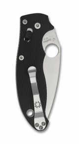 Spyderco Manix 2 folding knife with thumb hole - shown closed pocket clip side.  S30V stainless steel combo edge blade.  Black G-10 handle.  Model C101GPS2.