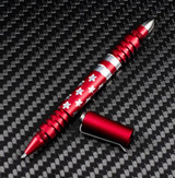 REFERENCE ONLY - Rick Hinderer Knives Aluminum Investigator Stars and Stripes Ink Pen, Matte Red