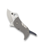 Spyderco Pochi folding knife with thumb hole - shown open presentation side.  Satin S45VN stainless steel plain edge blade.  Titanium handle.  Model C256TIP.
For reference only.