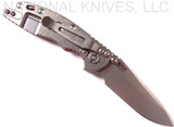 Rick Hinderer Knives XM-18 3.0" Spear Point Non Flipper folding knife with thumb studs - shown open lock side.  Stonewash 20CV stainless steel plain edge blade.  Red G-10 handle with stonewash lock side.  Model K10813SGS00.