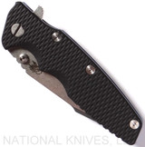 Rick Hinderer Knives Eklipse Harpoon Tanto folding knife with thumb stud and flipper tab - shown closed presentation side.  Stonewash 20CV stainless steel plain edge blade.  Black G-10 handle with stonewash blue lock side.  Model K4054SGS00.