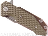 Rick Hinderer Knives Half Track Slicer Folding Knife, Stonewashed CPM-20CV Plain Edge Blade, Stonewash Bronze Lock Side, OD Green G-10 - Tri-Way Pivot