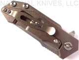 Rick Hinderer Knives Half Track Slicer Folding Knife, Stonewashed CPM-20CV Plain Edge Blade, Stonewash Bronze Lock Side, OD Green G-10 - Tri-Way Pivot