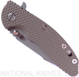 Rick Hinderer Knives XM-18 Harpoon Spanto Folding Knife, Working Finish 3.5" Plain Edge CPM-20CV Blade, Battle Bronze Lockside, FDE G-10 Handle - Tri-Way Pivot