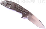Rick Hinderer Knives XM-18 Harpoon Spanto Folding Knife, Stonewashed 3.5" Plain Edge CPM-20CV Blade, Stonewashed Bronze Lockside, OD Green - Black G-10 Handle - Tri-Way Pivot