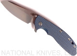 Rick Hinderer Knives XM-24 Sheepsfoot Flipper Knife, Stonewashed CPM-20CV  Plain Edge Blade, Stonewash Blue Lockside, Blue - Black G-10 Handle - Tri-Way Pivot
