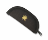 Spyderco Small Zipper Case - shown closed.  Black mock leather.  Model C18NC.