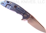 Rick Hinderer Knives XM-18 SKINNY Sheepsfoot Folding Knife, Stonewash 3.5" Plain Edge 20CV Blade, Stonewash Blue Lockside, Black G-10 Handle - Tri-Way Pivot