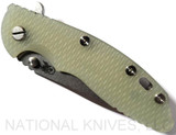 Rick Hinderer Knives XM-18 Spanto Folding Knife, Stonewashed 3.5" Plain Edge S45VN Blade, Stonewashed Lockside, Translucent Green G-10 Handle - Tri-Way Pivot