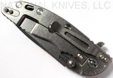 Rick Hinderer Knives XM-18 3.5" Spanto folding knife with thumb stud and flipper tab - shown closed lock side.  Stonewash S45VN stainless steel plain edge blade.  Blue - black G-10 handle with stonewash lock side.  Model K2002SGS00.