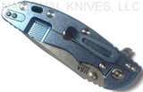Rick Hinderer Knives XM-18 3.5" Spanto folding knife with thumb stud and flipper tab - shown closed lock side.  Stonewash S45VN stainless steel plain edge blade.  Blue G-10 handle with stonewash blue lock side.  Model KXM35SPA.
