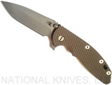 Rick Hinderer Knives XM-18 Spanto Folding Knife, Working Finish 3.5" Plain Edge S45VN Blade, Working Finish Lockside, FDE G-10 Handle - Tri-Way Pivot