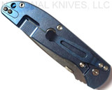 Rick Hinderer Knives Firetac Recurve folding knife with thumb disk - shown closed lock side.  Stonewash 20CV stainless steel plain edge blade.  Blue G-10 handle with stonewash blue lock side.  Model K205FSGS00.