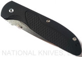 Rick Hinderer Knives Firetac Recurve folding knife with thumb disk - shown closed presentation side.  Stonewash 20CV stainless steel plain edge blade.  Black G-10 handle with stonewash bronze lock side.  Model K205FSGS00.