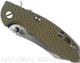 Rick Hinderer Knives XM-18 Skinner Folding Knife, Stonewashed 3.0" Plain Edge 20CV Blade, Stonewashed Bronze Lockside, OD Green G-10 Handle - Tri-Way Pivot