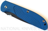 Rick Hinderer Knives Firetac Recurve Folding Knife, Battle Black 3.5625" Plain Edge 20CV Blade, Battle Black Lockside, Blue G-10 Handle - Tri-Way Pivot