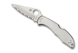 Spyderco Delica 4 Folding Knife C11S Serrated VG-10 Blade Stainless Steel Handle