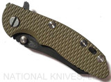 Rick Hinderer Knives XM-18 Skinner Folding Knife, Battle Black 3.0" Plain Edge 20CV Blade, Battle Black Lockside, OD Green G-10 Handle - Tri-Way Pivot