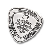 Spyderco 2021 Challenge Coin - obverse shown.  Antique Nickel finish.  Model COIN2021.
For reference only.
