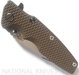 Rick Hinderer Knives Eklipse Harpoon Spanto folding knife with thumb stud and flipper tab - shown closed presentation side.  Stonewash 20CV stainless steel plain edge blade.  FDE G-10 handle with stonewash lock side.  Model K40442SGS00.