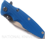 Rick Hinderer Knives Eklipse Harpoon Spanto Folding Knife, Stonewash 3.625" Plain Edge CPM-20CV Blade, Stonewash Lock Side, Blue G-10 Handle - Tri-Way Pivot