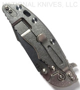 Rick Hinderer Knives Skinny XM-18 3.5" Harpoon Spanto folding knife with thumb stud and flipper tab - shown closed lock side.  Stonewash 20CV stainless steel plain edge blade.  Black G-10 handle with stonewash lock side.  Model K2555SGS00.