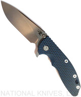 Rick Hinderer Knives XM-18 Slicer Folding Knife, Stonewash 3.5" Plain Edge 20CV Blade, Stonewash Blue Lock Side, Blue - Black G-10 Handle - Tri-Way Pivot