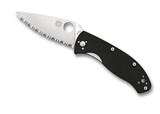 Spyderco Tenacious Folding Knife C122GS Satin Serrated Blade Black G-10 Handle