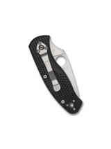 Spyderco Persistence folding knife with thumb hole - shown closed pocket clip side.  Satin 8Cr13MoV stainless steel combo edge blade.  Black FRN handle.  Model C136PSBK.
For reference only.
