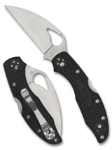 Byrd Knives Meadowlark 2 folding knife with thumb slot - shown both open presentation side and closed pocket clip side. Satin 8Cr13MoV stainless steel, wharncliffe, plain edge blade. Black FRN handle. Model BY04PBKWC2. Byrd Knives Meadowlark 2 folding knife with thumb slot - shown both open presentation side and closed pocket clip side. Satin 8Cr13MoV stainless steel, wharncliffe, plain edge blade. Black FRN handle. Model BY04PBKWC2.