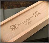 RMJ Tactical National Knives, LLC Exclusive 3V Syndicate Jungle Combat fixed blade knife - wood box shown.  Urban Camo colored 3V steel plain edge blade.  Black G-10 handle.  Model K-JC-3V-UC.
For reference only.