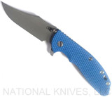 Rick Hinderer Knives XM-24 Bowie Knife WF 4" 20CV Blade WF L/S Blue G-10