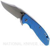 Rick Hinderer Knives XM-24 Bowie Knife WF 4" 20CV Blade BTLBL L/S Blue G-10