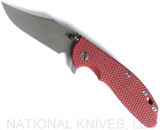 Rick Hinderer Knives XM-24 Bowie Knife WF 4" 20CV Blade BTLBR L/S Red G-10