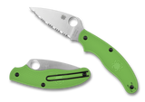 Spyderco UK Penknife Salt Slipit Knife C94SGR Leaf Serrated LC200N Blade Green