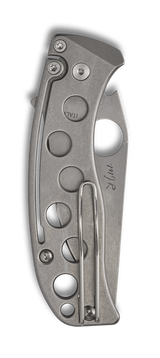 Spyderco PITS Sprint Run folding knife with thumb hole - shown closed pocket clip side.  Stonewash M390 stainless steel plain edge blade.  Stonewash titanium handle.  Model C192TIBLPM390.
For reference only.