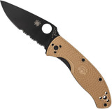 Spyderco Tenacious Lightweight Knife C122PSTNBK Black Combo Edge Blade Tan FRN