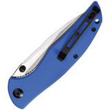Civivi Governor folding knife with thumb stud - shown closed pocket clip side.  Satin D2 steel plain edge blade.  Blue G-10 handle.  Model C911B. 