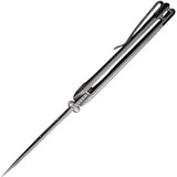 Civivi Teraxe folding knife with flipper tab - shown open top view.  Bead blast Nitro-V stainless steel plain edge blade.  Black G-10 handle.  Model C20036-3.