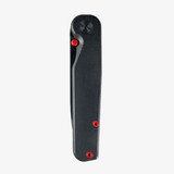 Tactile Knife Co Seasonal Release Stealth folding knife with thumb stud - shown closed presentation side.  Black MagnaCut stainless steel plain edge blade.  Stealth themed titanium handle.