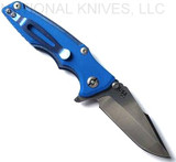 Rick Hinderer Knives Eklipse 3.0" Harpoon Spanto folding knife with flipper tab and thumb stud - shown open reverse.  Stonewash 20CV stainless steel plain edge blade.  Blue G-10 handle with stonewash blue titanium.  Model KEK30HS