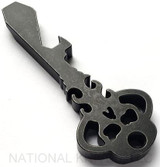Chaves Knives Key pry bar multitool - reverse shown.  Stonewash black D2 steel construction.  Model KEY/TL/BOD2/SW.