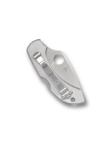 Spyderco Dragonfly folding knife with thumb hole - shown closed pocket clip side.  Satin VG-10 stainless steel plain edge blade.  Stainless steel handle.  Model C28P.