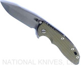 Rick Hinderer Knives XM-18 Harpoon Spanto Working Finish 3.5" S45VN Battle Bronze L/S OD Green G-10