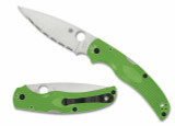 Spyderco Native Chief Salt Knife C244SGR Satin LC200N Serrated Blade Green FRN