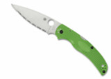 Spyderco Native Chief Salt Knife C244SGR Satin LC200N Serrated Blade Green FRN