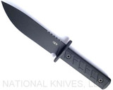 Zero Tolerance 006BLK fixed blade knife out of sheath - logo side.  Black Cerakote 6" 3V steel plain edge blade.  Black G-10 handle.  Model 006BLK.