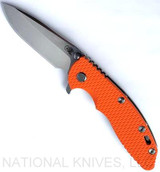 Rick Hinderer Knives XM-18 Spear Point Stonewash 3.5" S45VN SWBR L/S Orange G-10