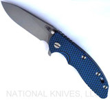 Rick Hinderer Knives XM-18 Slicer Working Finish 3.5" S45VN Working Finish L/S Blue - Black G-10