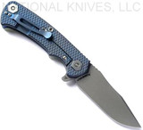 Rick Hinderer Knives Project X Clip Point Working Finish S45VN Blade Battle Blue Lock Side Translucent Green G-10